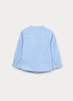Camicia con collo coreano misto lino bimbo