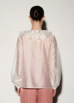 Camicia con scollo a V e rouches donna
