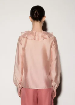 Camicia con scollo a V e rouches donna