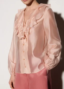 Camicia con scollo a V e rouches donna