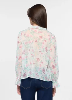 Camicia con volant in chiffon donna