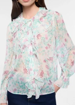 Camicia con volant in chiffon donna