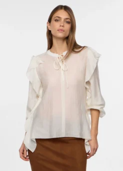 Camicia crepe con rouches donna