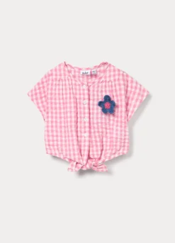 Camicia cropped in puro cotone seersucker bimba