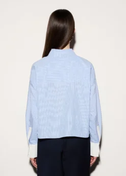 Camicia cropped over fit con collo alla francese donna