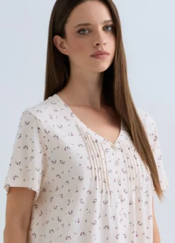 Camicia da notte corta con scollo a V donna