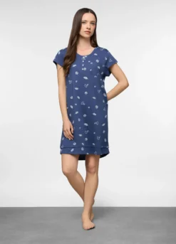 Camicia da notte corta in jersey di puro cotone donna