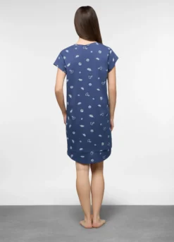 Camicia da notte corta in jersey di puro cotone donna