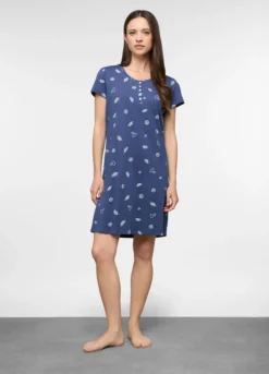 Camicia da notte corta in jersey di puro cotone donna