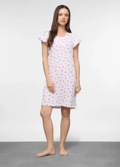 Camicia da notte corta in jersey di puro cotone donna