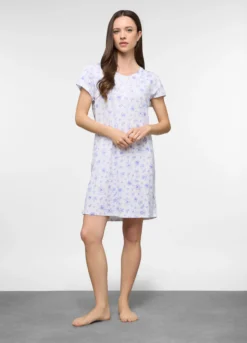 Camicia da notte corta in jersey di puro cotone donna
