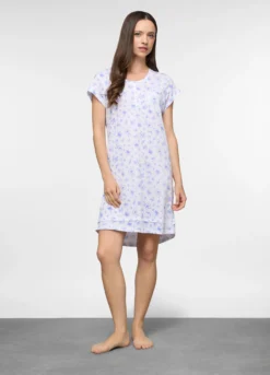 Camicia da notte corta in jersey di puro cotone donna