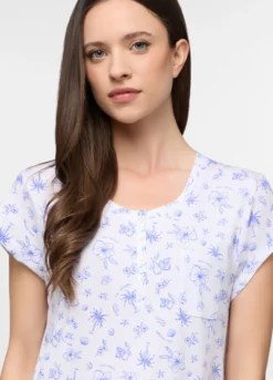 Camicia da notte corta in jersey di puro cotone donna