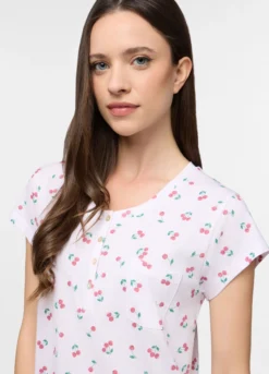 Camicia da notte corta in jersey di puro cotone donna