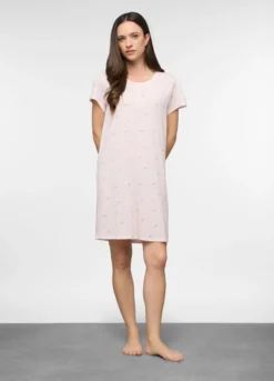 Camicia da notte corta in jersey di puro cotone donna