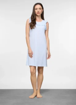 Camicia da notte corta in jersey di puro cotone donna
