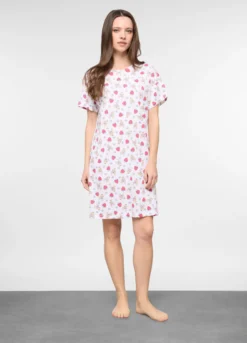 Camicia da notte in jersey di puro cotone donna