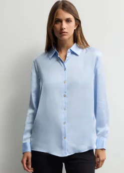 Camicia Fit Over con colletto alla francese in raso donna
