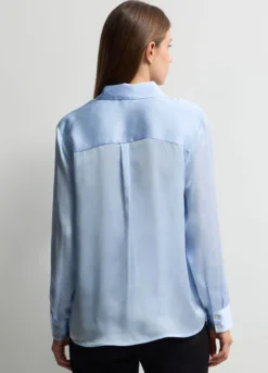 Camicia Fit Over con colletto alla francese in raso donna