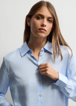 Camicia Fit Over con colletto alla francese in raso donna