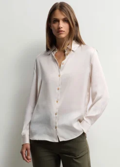 Camicia Fit Over con colletto alla francese in raso donna