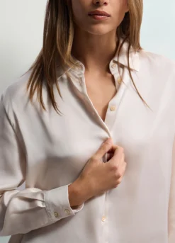 Camicia Fit Over con colletto alla francese in raso donna