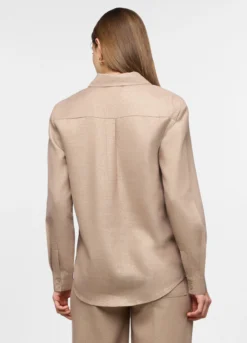 Camicia fit over con collo alla francese misto lino donna