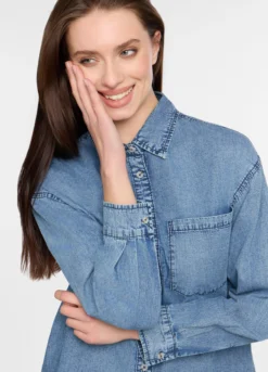 Camicia fit Over in denim leggero trattato donna
