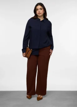 Camicia Fit Regular con colletto alla francese in pura viscosa donna curvy