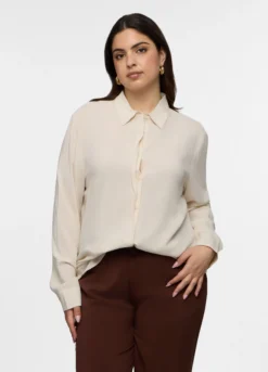 Camicia Fit Regular con colletto alla francese in pura viscosa donna curvy