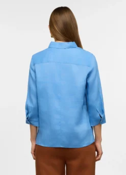 Camicia fit regular con colletto classico in puro lino donna