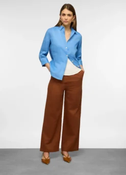 Camicia fit regular con colletto classico in puro lino donna