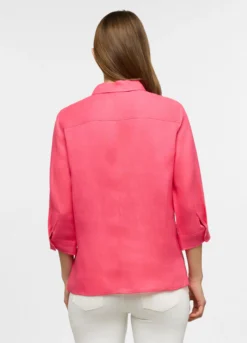 Camicia fit regular con colletto classico in puro lino donna