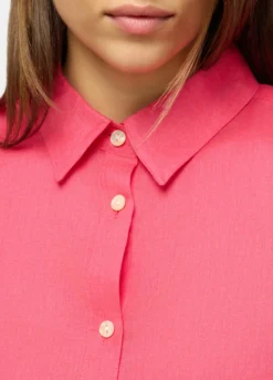 Camicia fit regular con colletto classico in puro lino donna