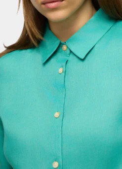 Camicia fit regular con colletto classico in puro lino donna