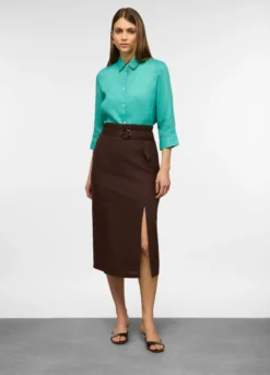 Camicia fit regular con colletto classico in puro lino donna