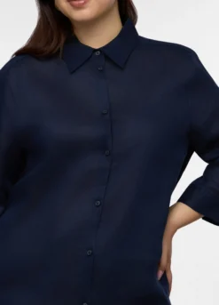 Camicia Fit Regular con collo alla francese in puro lino donna curvy
