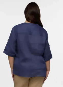 Camicia Fit Regular con scollo a V in puro lino donna curvy