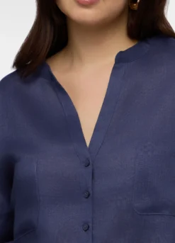 Camicia Fit Regular con scollo a V in puro lino donna curvy