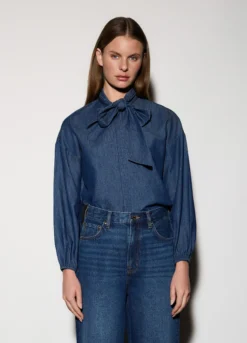 Camicia in chambray con fiocco donna