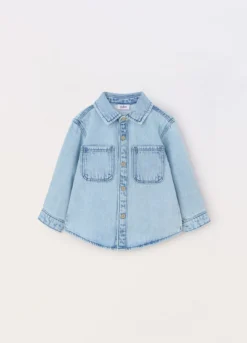 Camicia in denim di misto cotone neonato
