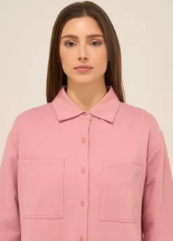Camicia in french terry di cotone stretch donna