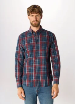 Camicia in misto cotone a quadri uomo