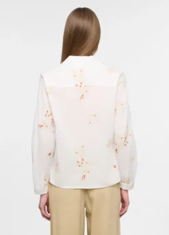 Camicia in puro cotone ricamato con colletto classico donna