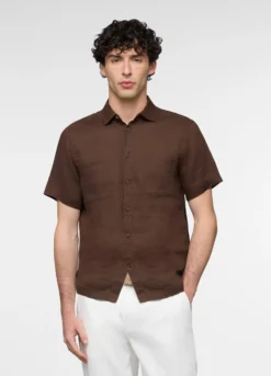 Camicia manica corta in lino uomo