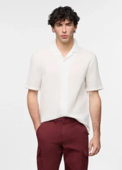 Camicia manica corta in seersucker uomo