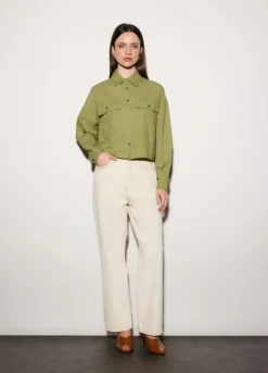 Camicia over fit colletto alla francese in popeline di puro cotone donna