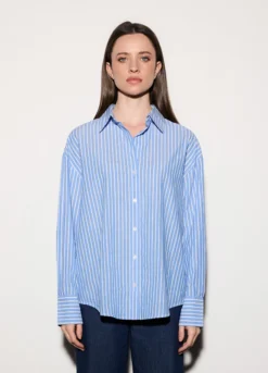 Camicia over fit con colletto alla francese donna