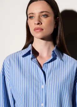 Camicia over fit con colletto alla francese donna