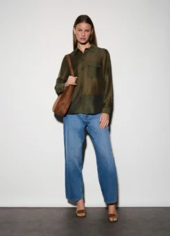 Camicia over fit con colletto alla francese donna